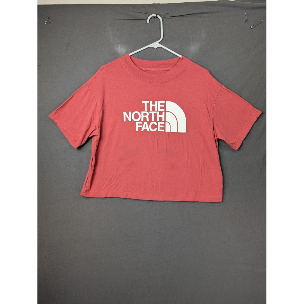 The North Face Womens Pink Half Dome Logo Cropped T-Shirt Size L AXCW223